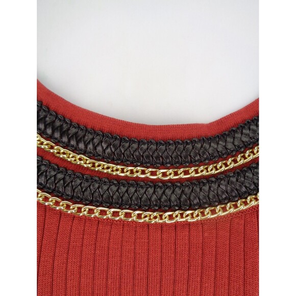 August Silk Ribbed Knit Sweater Top Size XL Embellished Neck New - Picture 4 of 8